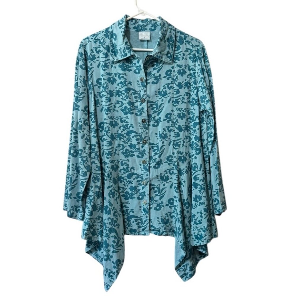 Click by‎ Color Me Cotton Tunic Top Women Size Medium Gauzy Tencel Blend Artsy
